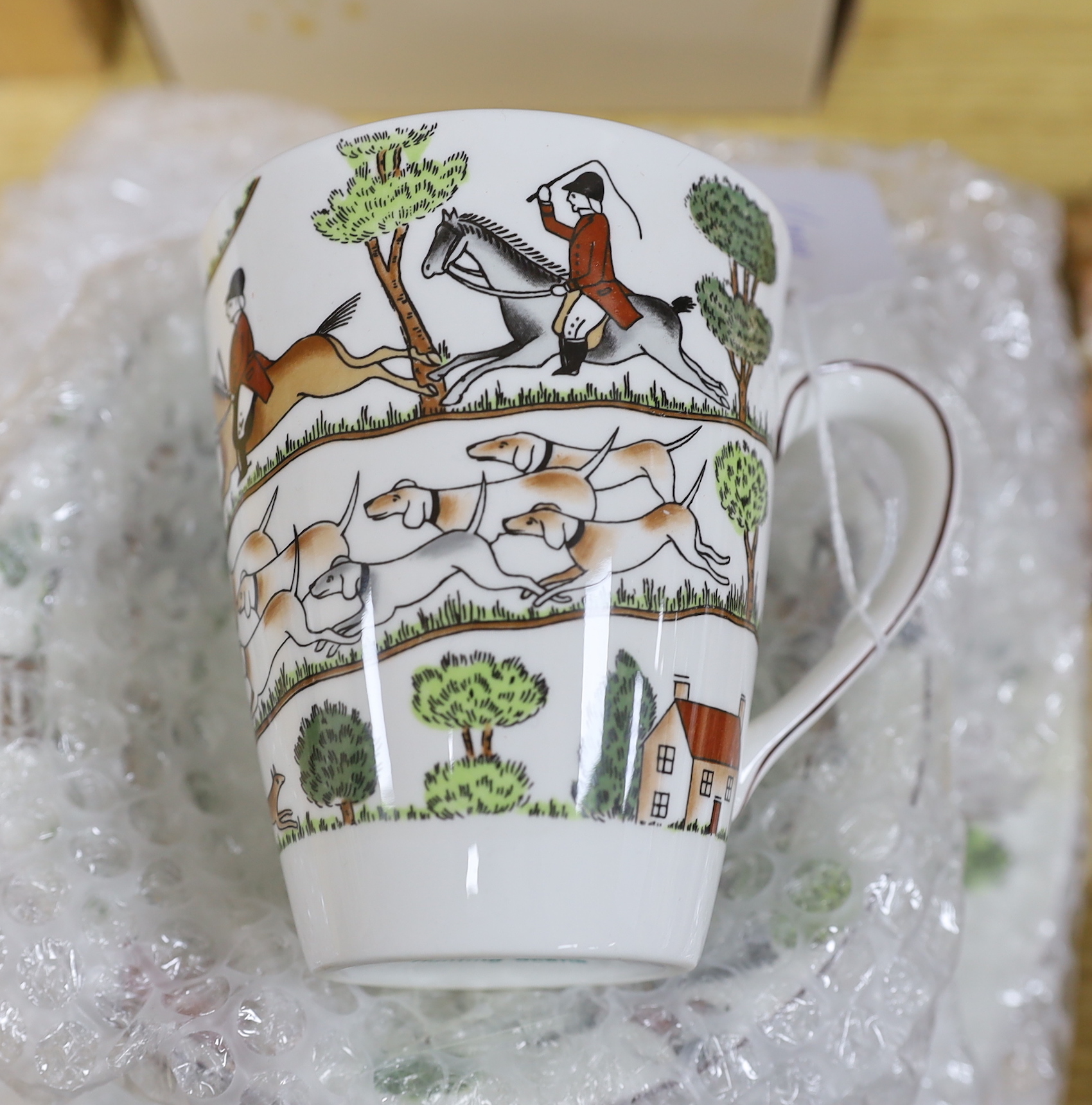 A Crown Staffordshire part teaset, Hunting Scene